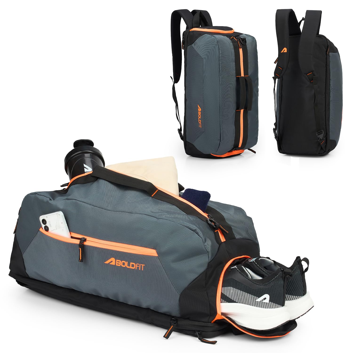 Boldfit TrainFlex Duffle Bag-Grey