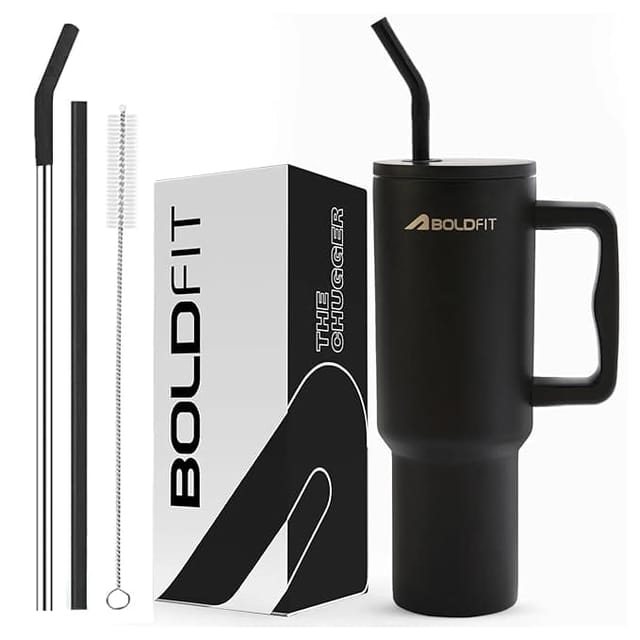 Boldfit Dual wall Insulated Tumbler / Chugger Onyx 1200ml