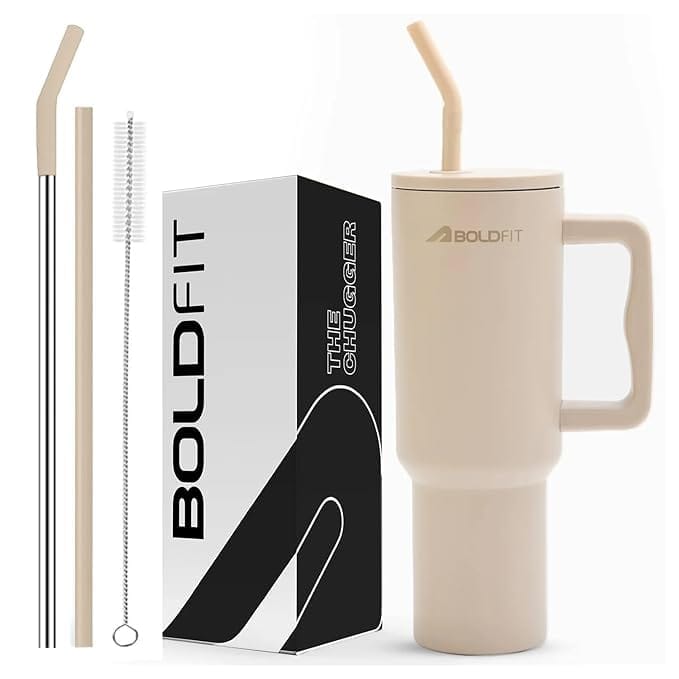 Boldfit Dual wall Insulated Tumbler / Chugger Sand 1200ml