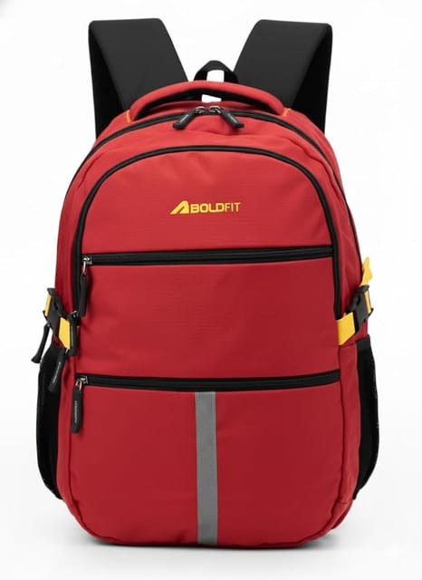 Boldfit Backpack UrbanEdge with Rain cover Red-Black 30 Ltr