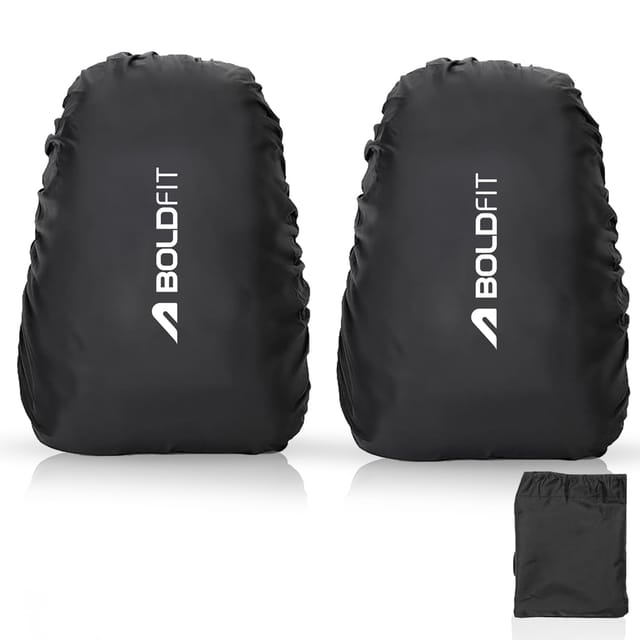 Boldfit Rain Backpack Cover Polyester Black 45 Ltr Pack of 2 Unisex