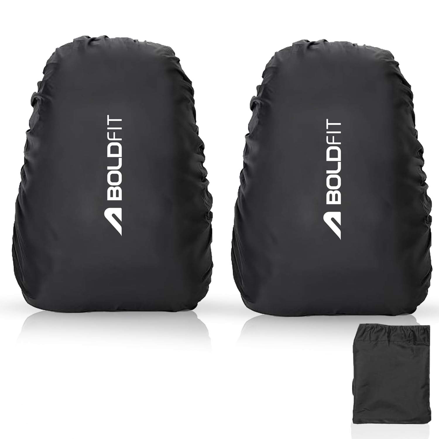 Boldfit Rain Backpack Cover Polyester Black 45 Ltr Pack of 2 Unisex