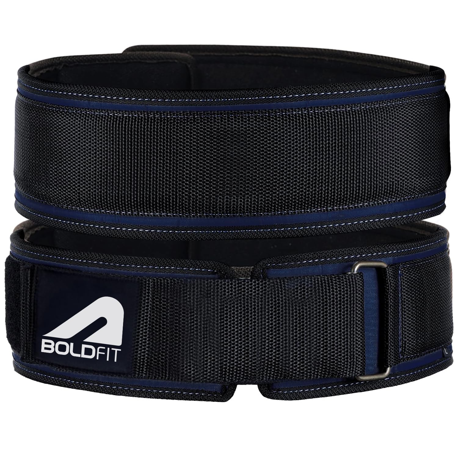 Boldfit Weightlifting belt Leather Blue Black L Adult