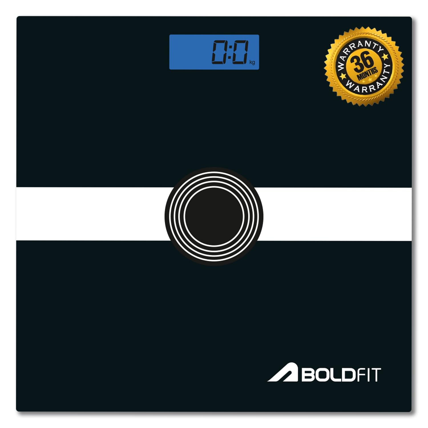 Boldfit Weighing Scale Paramount Tempered Glass Black 180Kg Capacity Adult