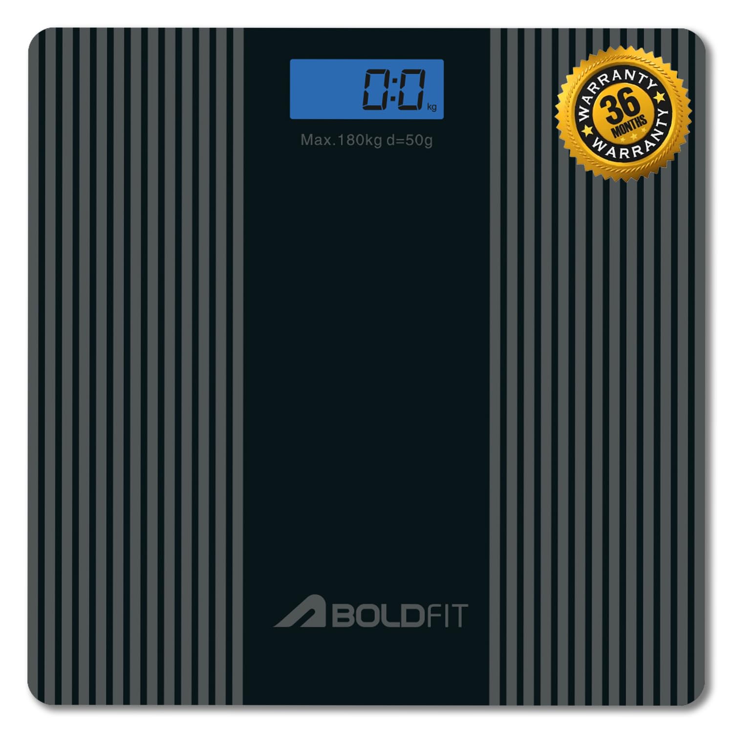 Boldfit Weighing Scale Nexus Tempered Glass Black 180Kg Capacity Adult