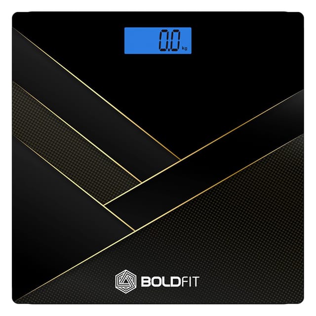 Boldfit Weighing Scale Prime Tempered Glass Black 180Kg Capacity Adult