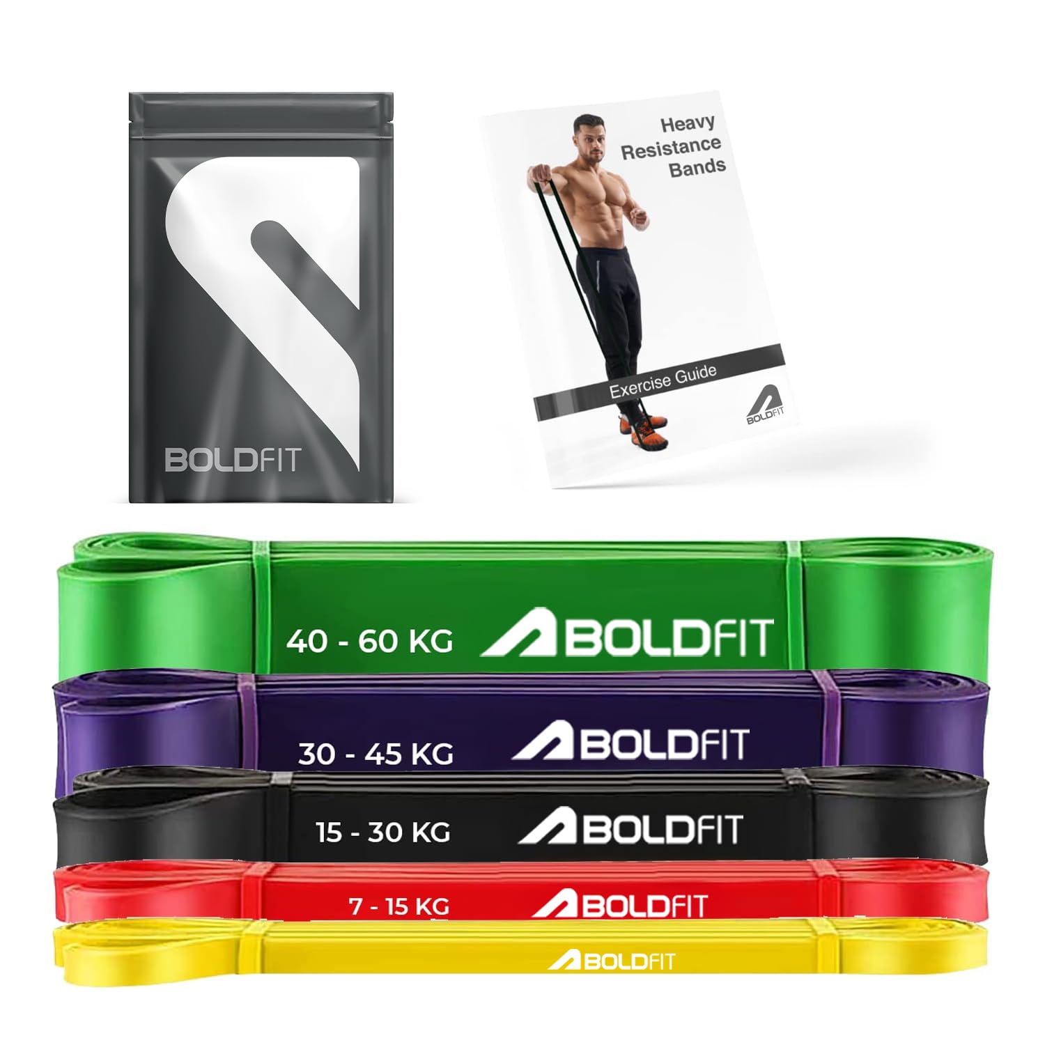 Boldfit Resistance Band Natural Rubber Multi Set of 5 Adult