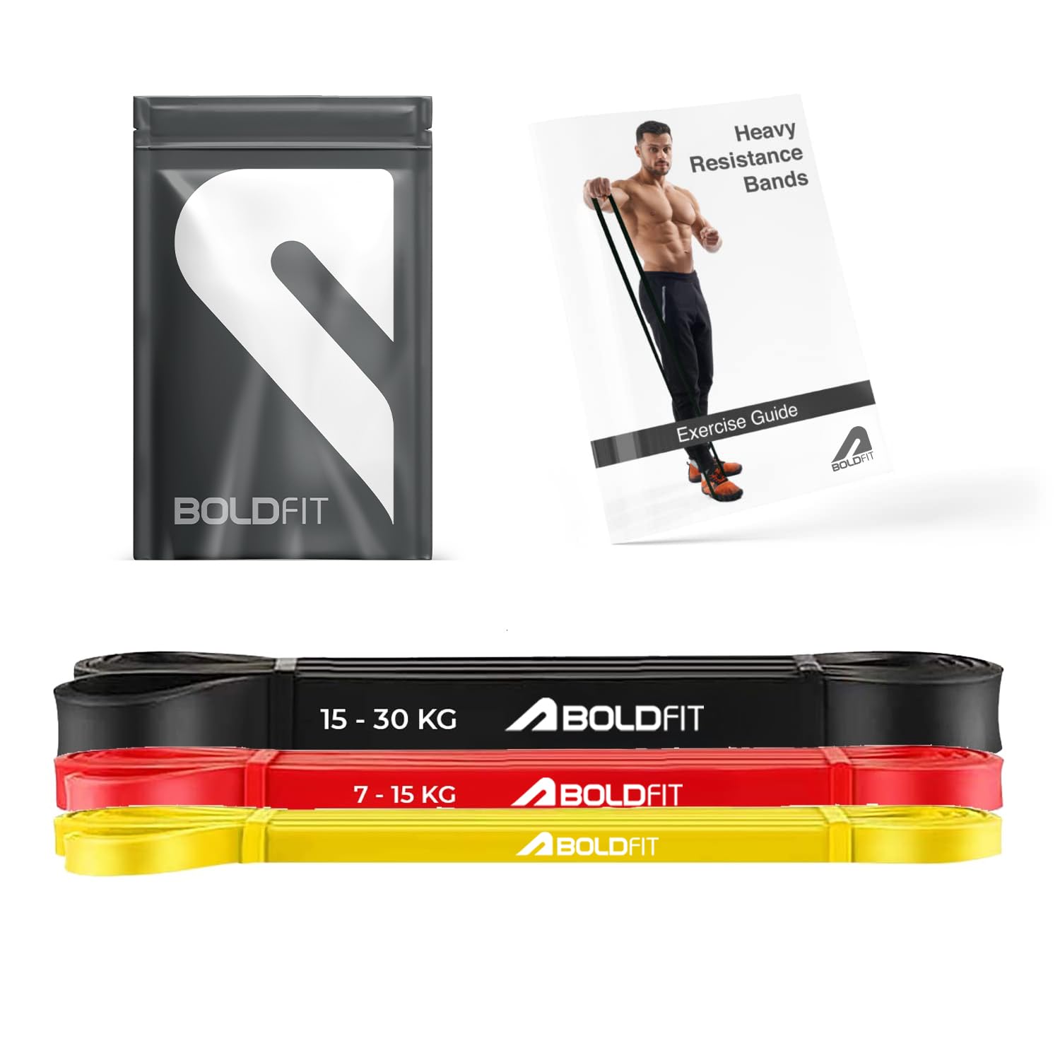 Boldfit Resistance Band Natural Rubber Yellow, Red, Black Set of 3 Adult