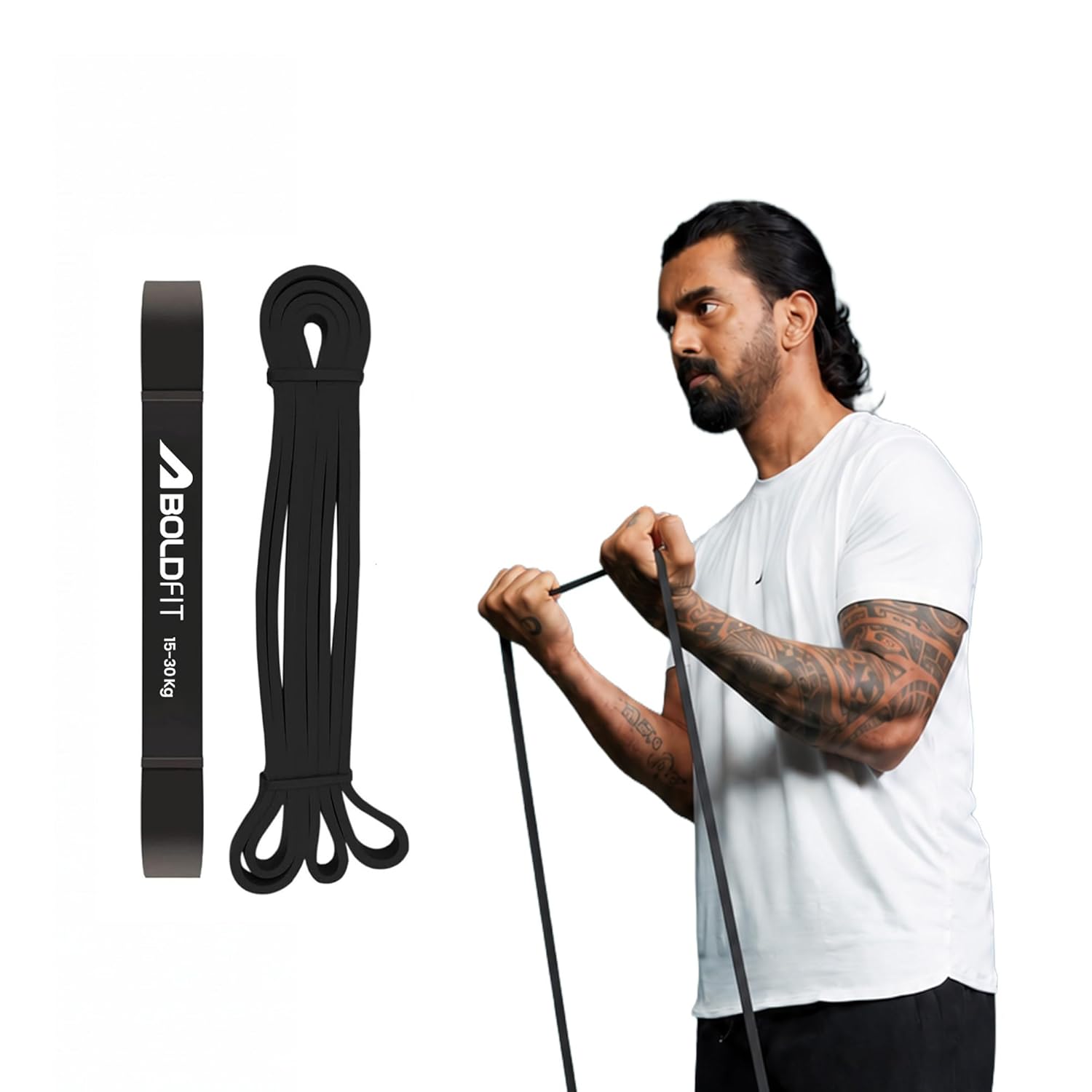 Boldfit Resistance Band Natural Rubber Black 15-30 kg Adult