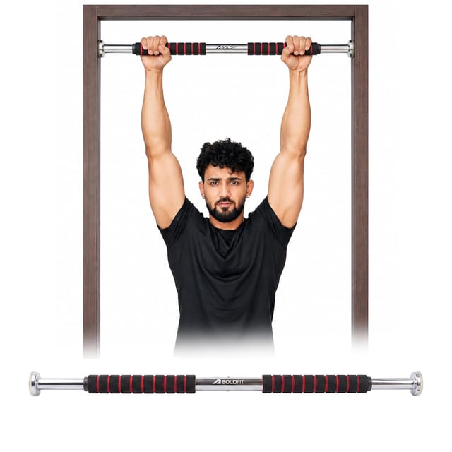 Boldfit Pull up Bar Classic Carbon Steel Black 62-100cm Adult