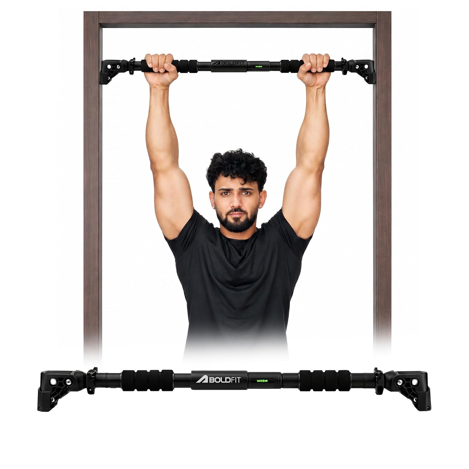 Boldfit Pull up Bar Mega Carbon Steel Black 72-110cm Adult