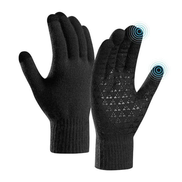 Boldfit Winter Gloves Grip with Fringer Touch Black Free size