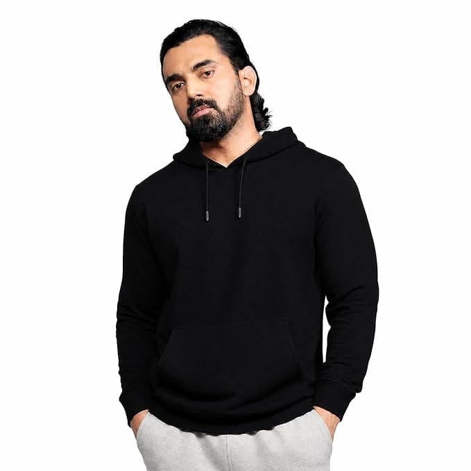 Boldfit Sweatshirt with Hoodie Terry Black