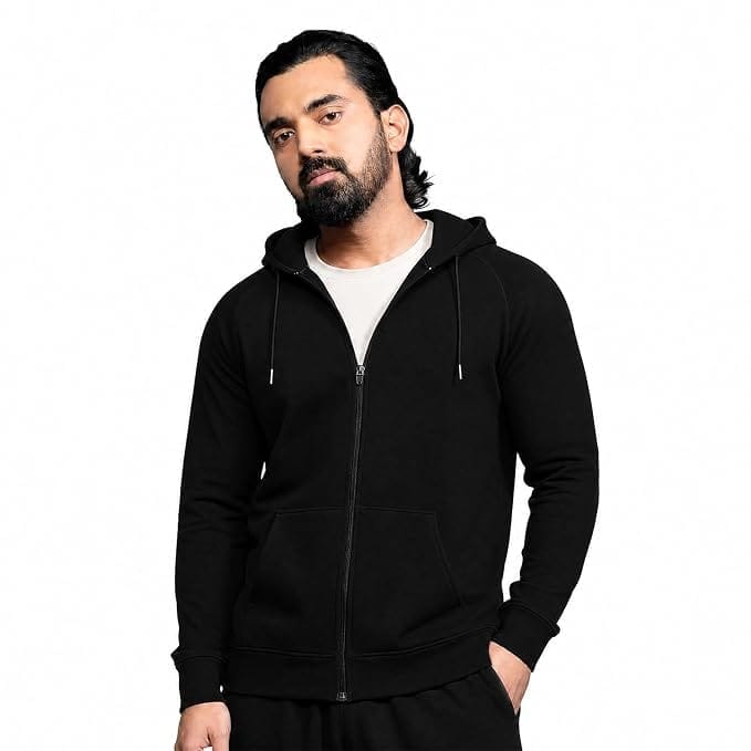 Boldfit Sweatshirt with Hoodie Terry Black