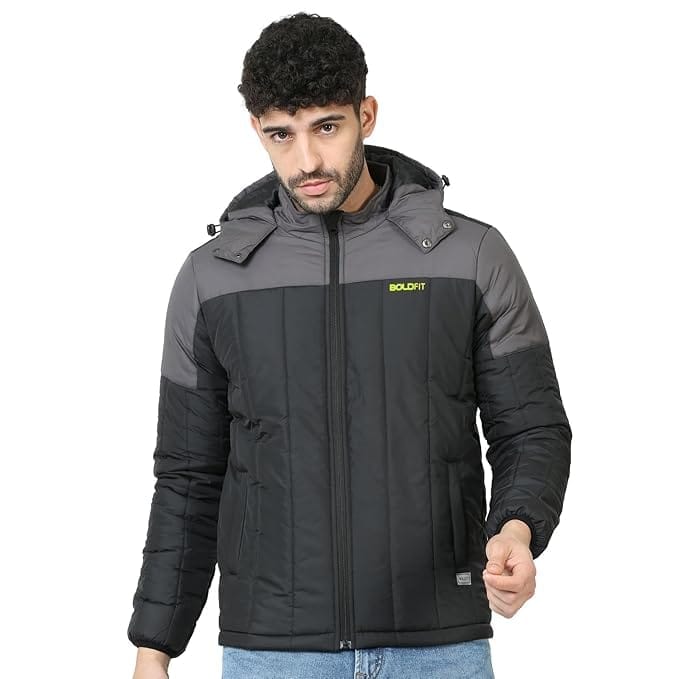 Boldfit Puffer Jacket 504 Black Grey