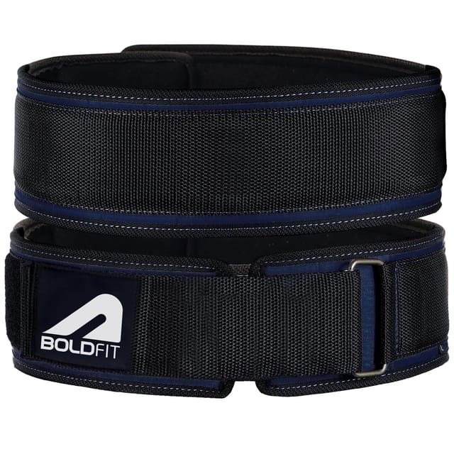 Boldfit Weightlifting belt Leather Blue Black S Adult